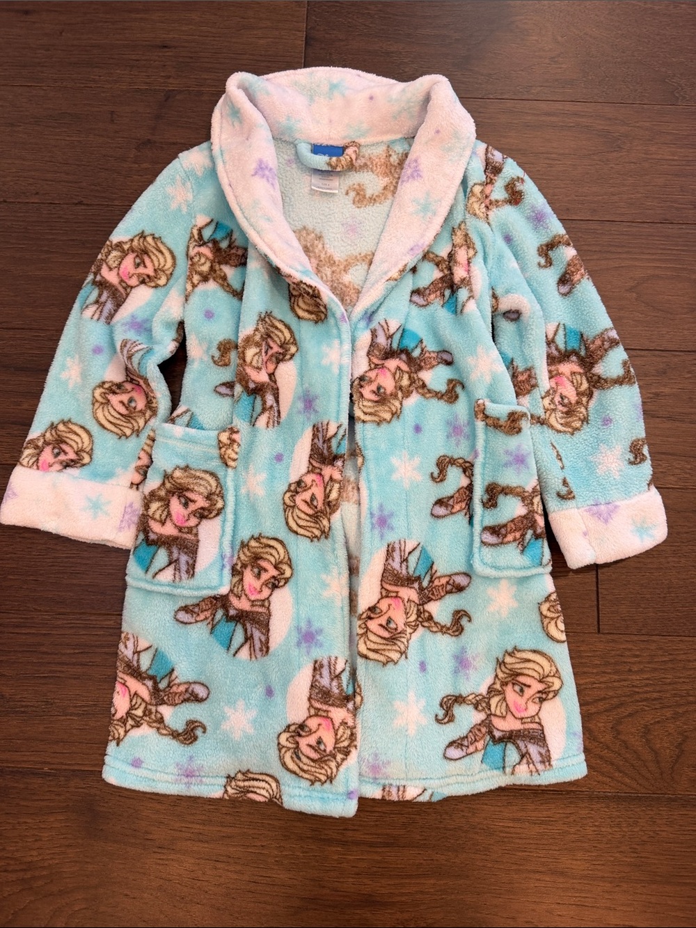 DISNEY Frozen: Girl's Blue & White Elza Bathrobe, Size 6 - C34-114